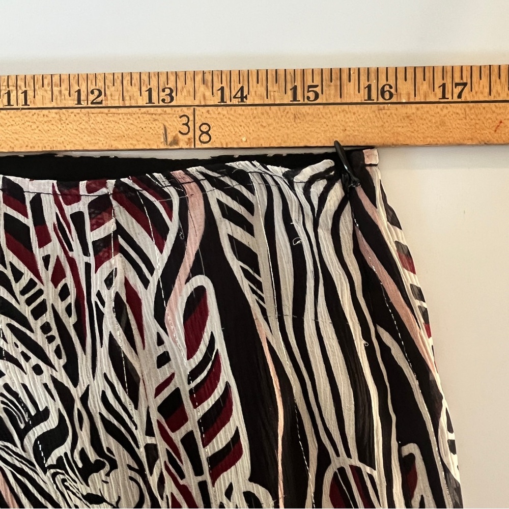 DKNY Black and White Silk Midi Skirt with Subtle Pink Accents - Picture 7 of 9